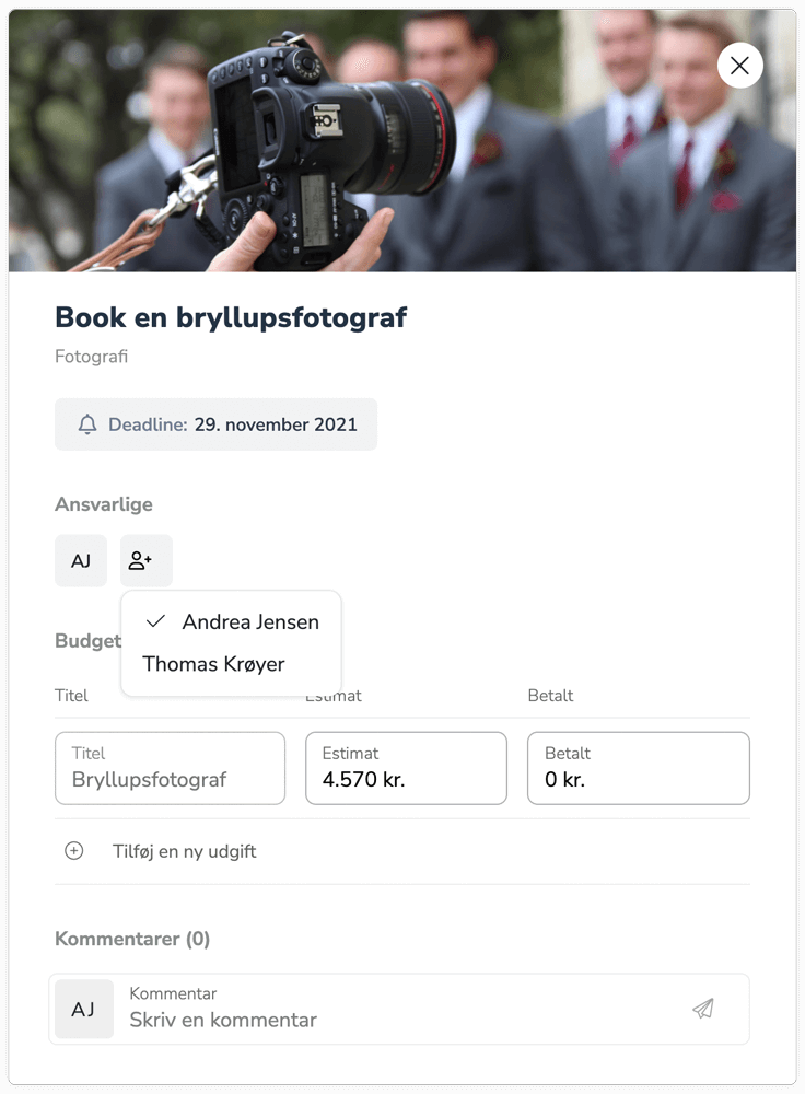 Voeg een persoon toe die verantwoordelijk is voor de taak